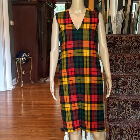 Vintage 1960s Bill Atkinson Glen of Michigan Jr. Retro Style Plaid Lined Dress - Picture 7 of 16